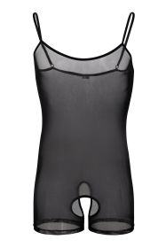 Unisex Sling One-piece Mesh Vest See-through Open Hole Dew Point Lingerie