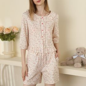 Cute Fresh Small Floral Age-reducing Cardigan Lace Collar Cotton Pajamas Suit