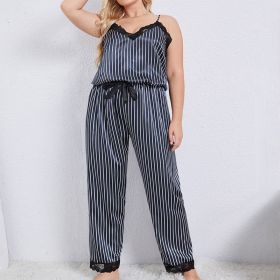 Camisole Pajamas Artificial Silk Casual Homewear Women's Loose Suspender Trousers Two-piece Set