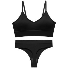 Women's Fashion Simple Wireless Spaghetti Strap Bra Shorts Suit