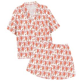 Monkey Digital Printing Casual Pajamas Suit (Option: Orange-2XL)