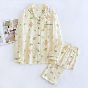 Women's Fashion Cotton Homewear Suit (Option: Green Flower Bear-M)