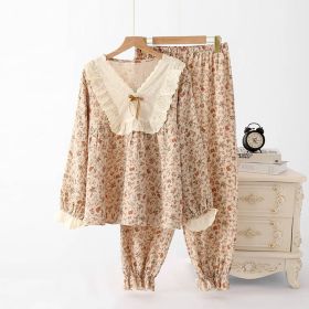 Women's French-style Loose Long-sleeved Cotton Homewear Pajamas (Option: Style1-M)