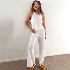 Two-piece Loose Casual Vest Trousers Outer Wear Ladies' Homewear (Option: White-S)