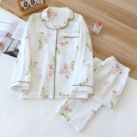 Women's Fashion Cotton Homewear Suit (Option: White Lotus-L)