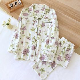 Women's Fashion Cotton Homewear Suit (Option: Beige Violet-M)