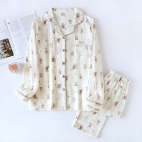 Women's Fashion Cotton Homewear Suit (Option: Beige Moon Bear-L)