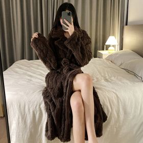 Fashion Nightgown For Women New Thickened (Option: Brown-M)