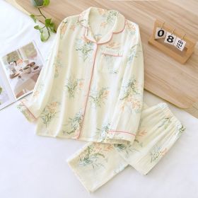 Women's Fashion Cotton Homewear Suit (Option: Beige Auspicious Grass-L)