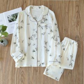 Women's Fashion Cotton Homewear Suit (Option: Beige Bamboo-L)