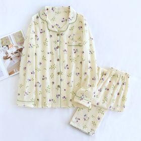 Women's Fashion Cotton Homewear Suit (Option: Beige Blueberry-L)