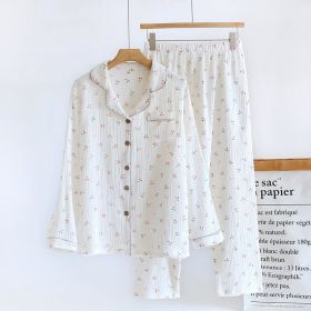 Women's Cotton Pajamas Spring Autumn Set Long-sleeved Trousers (Option: JF327 Beige-XL)