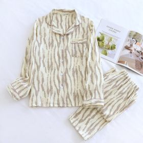 Women's Fashion Cotton Homewear Suit (Option: Beige Large Ripple-L)