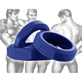 Tom of Finland 3 Piece Silicone Cock Ring Set (Style/Color/Size: Blue)